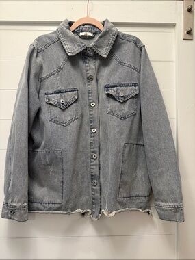 entro Light Washed Blue Denim Jacket with Patch Pockets